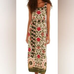 Farm Rio Sand Garden Tapestry Knit Dress With Tie, XSmall, NWT